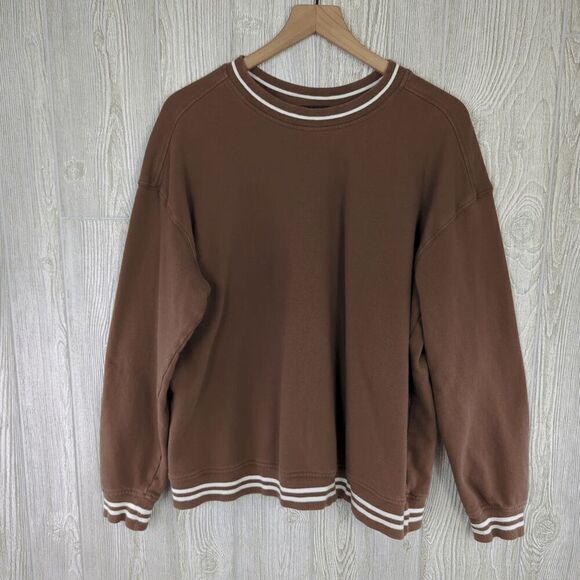 Good fellow & Co Men’s Large Brown White Striped Pullover Crewneck Sweater - Picture 2 of 6
